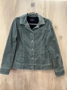 Pendleton Jacke Damen Größe M ~ grün Cord Stretch ~ Knopfleiste ~ Kragen - Bild 1 von 11