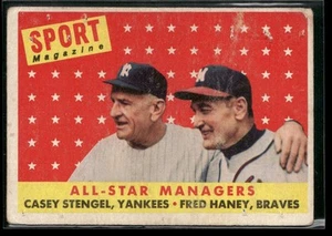 1958 Topps #475 Sport Magazine All-Star Managers (Stengel / Haney) LOW GRADE - Picture 1 of 2