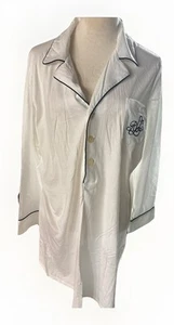 VTG Lauren Ralph Lauren Nightshirt Dress White Navy Blue Trim 100% Cotton XL - Picture 1 of 6