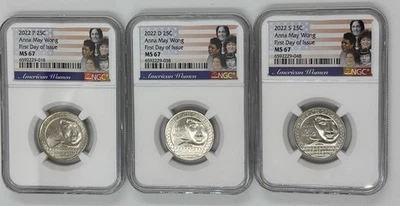2022 P D S Anna May Wong 25c NGC MS 67 American Women Quarter🔥FIRST DAY ISSUE🔥 - Image 1 of 2