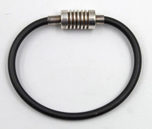 Tiffany & Co Sterling Silver Black Rubber Surfer Bracelet 5 7/8” Paloma Picasso - Picture 1 of 5