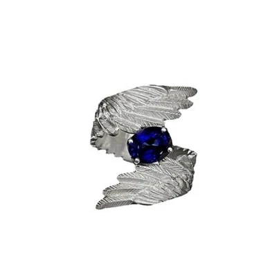 Geometric Angel Wing Dating Rings Adjustable Opening Rings Unique Finger Jewelry - Image 1 of 4