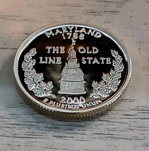 2000-S Camafeo PRUEBA 90% PLATA "Maryland" ESTADO Washington Cuarto! Envío gratis - Imagen 1 de 6