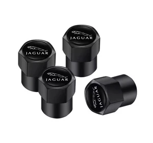 Genuine 4 Piece Jaguar Tyre Valve Dust Caps Black Stem Universal Fit - Picture 1 of 1