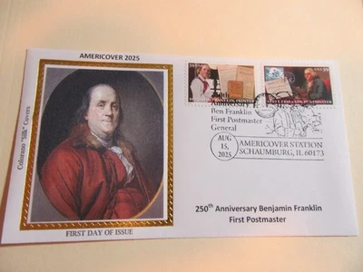 AMERICOVER 2025 250 aniversario Combo Ben Franklin 1st Postmaster Fdc Sc#4023-24 #1 Foto 1 de 2