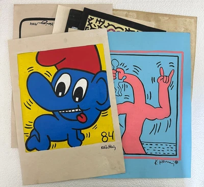 keith haring 9 items painting - drawing - signed - stamped - free shipping - Image 1 of 4