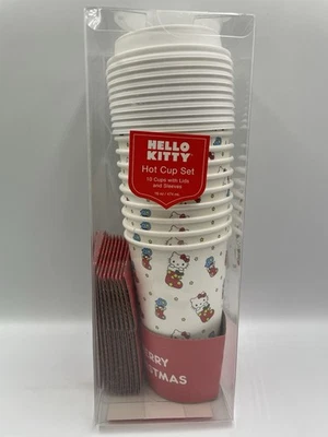 NEW HELLO KITTY 16 OZ. TRAVEL DISPOSABLE COFFEE CUPS W/ LIDS & SLEEVES 10 - Image 1 of 4