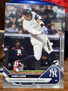 2025 MLB Topps Now 695 Aaron Judge Ties DiMaggio on Yankees HR List - In Hand - Bild 1 von 1