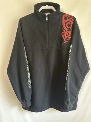 Crazy Shirts Hawaiian Sweatshirt Mens Size XL Black Tribal Tattoo Quarter Zip - Image 1 of 4