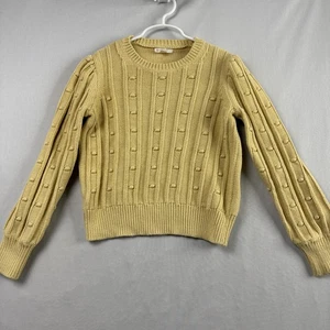 Crewcuts J Crew Sweater Girls Bauble Popover Size M 8-9 Yellow Puff Sleeves - Picture 1 of 11