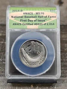 2014 D Baseball Hall of Fame 50c ANACS MS70 First Day Issue - Picture 1 of 2