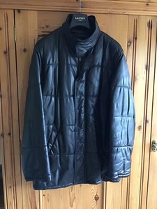 LANVIN MENS BLACK LEATHER PUFFER JACKET SIZE 50 IN EXCELLENT CONDITION - Picture 1 of 9