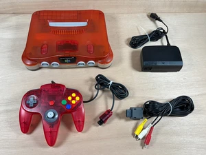 Console Nintendo 64 Clear Red Japan N64 NTSC J US Manette Câbles NUS-JPN-1 - Foto 1 di 18