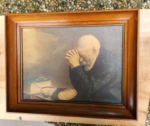 Grace Kunstdruck von Eric Enstrom alter Mann betet unser täglich Brot Holzrahmen - Bild 1 von 5
