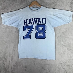 VTG 78 HAWAII Shirt Mens M Blue HAWAIIAN CRAZY SHIRTS 1970s Ringer Surf - Picture 1 of 14