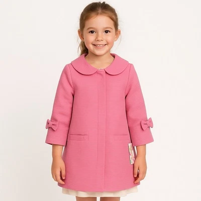 Tommy Bahama Kids Textured Coat SZ 6 Pink NWT Lined Peter Pan Collar Snap Close - Image 1 of 4