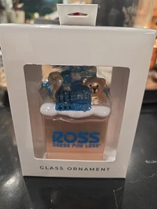 Ross Dress Exclusive 2025 TEDDY BEAR SHOPPING BAG Glass Ornament Christmas Decor - Picture 1 of 5