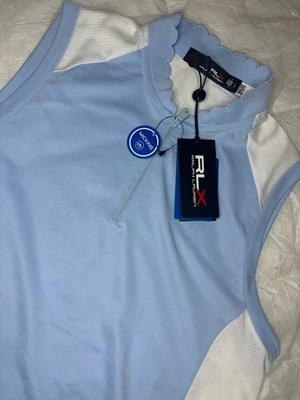 Camisa de golf RLX Ralph Lauren sin mangas para mujer grande azul cuello falso nueva con etiquetas $98,50 Foto 1 de 4