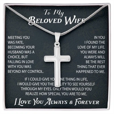 Collar Cruz Artesanal Para Esposa Cristiana Símbolo de Amor y Fe Inspirado Regalo Foto 1 de 4