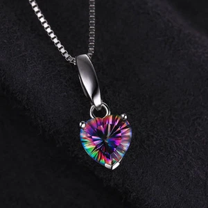18mm Genuine Luxury Mystic Topaz 18" Necklace Pendant 925 Silver Special Gift - Picture 1 of 5