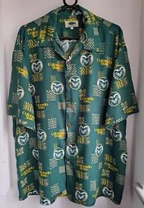 Vintage Cherts Colorado State Rams Logo Hawaiian Shirt 54"-137cm XL (112RL) - Picture 1 of 3