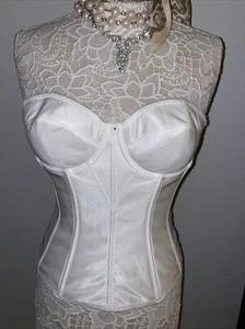 Bustier Corset Bridal 34c Satin White SHINY 34C Vtg 90s Fairy 34 C NOS Dominique - Picture 1 of 13