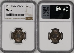 British West Africa 1911 H 1/10 Penny Brilliant Unc Coin NGC MS 65 1 Year Type#4 - Picture 1 of 1
