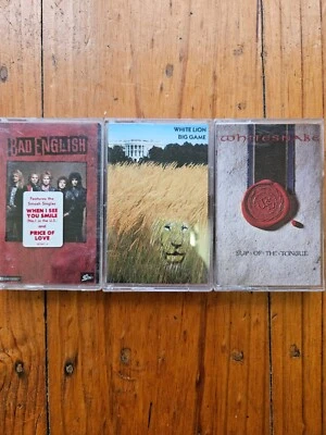 3 x ALBUMS BAD ENGLISH S/t +WHITE LION Big Game + WHITESNAKE Slip. CASSETTE TAPE - Image 1 of 4