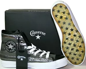 RARI stivali da ginnastica alti donna uomo Converse neri argento borchie taglia UK 4 - Foto 1 di 11