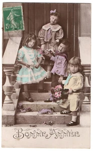 Kinder Jungen Mädchen Mode Edwardianer Echtfoto Postkarte °1913 German RPPC - Bild 1 von 2