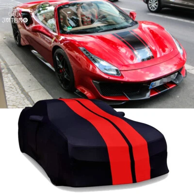 Cubierta de coche elástica negra y roja a prueba de polvo interior para Ferrari 488 Pista Spider Foto 1 de 4