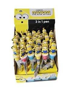 Minions Pens x 12  With Stamper & Bubbles Party Loot Bag Fillers - Picture 1 of 2