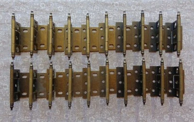 Juego de 20 (10 pares) bisagras NOS antiguo latón sin mortaza minarete acabado gabinete Foto 1 de 4