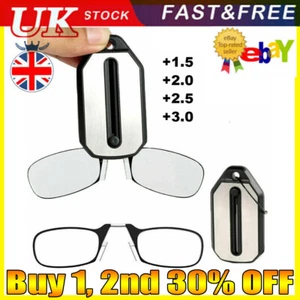 Mini Nose Clip On Portable Reading Glasses Rimless Key Chain Wallet Magnifying - Picture 1 of 9