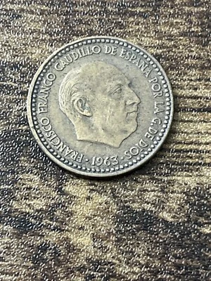 1963 Spain Una Peseta Actual Coin TK7054* - Image 1 of 3