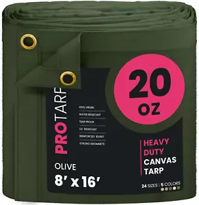 Extreme Heavy Duty Waterproof Canvas Tarp 20 Oz, UV Resistant Tarpaulin Cover wi - Picture 1 of 12