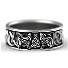 New Au Unisex Stainless Steel Celtic Knot Woof Pattern Vintage Style Ring Gift