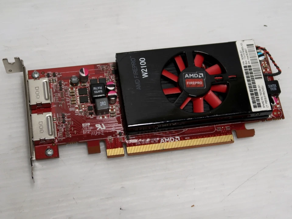 AMD FirePro W2100, 2GB GDDR3, 128 BIT, Dual Display Port, 762896-001 LOW PROFILE - Image 1 of 4