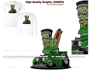 T-Shirt Digirods Frankenstein Monster Surf's Up 1930er Hot Rod LKW Cartoon - Bild 1 von 6