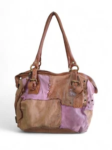 A.S. 98 PATCHWORK PINK & BROWN EUC BAG / FREE SHIPPING - Picture 1 of 8