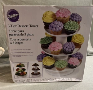 Wilton 3 niveles torre de postre cupcake fruta golosina exhibición artesanal - Imagen 1 de 7
