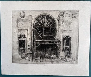 Early1900's Etching Wetherill Elisha Kent Kane " Old Market Manhattan Building " - Picture 1 of 5