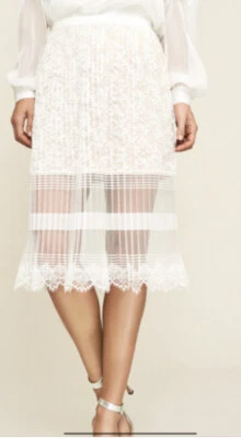 TADASHI SHOJI JAXON PLEATED LACE BLACK COLOR SKIRT SZ 12 - Image 1 of 4