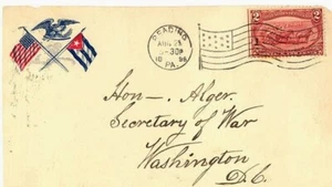 GUERRA HISPANOAMERICANA - ENVIADO AL SECRETARIO DE GUERRA - R. ALGER - 1898 Frente con #286 - Imagen 1 de 1