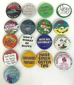 Lot of 17 Pinback 2.25" Round Buttons - Picture 1 of 2