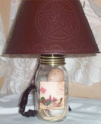 Mason Jar Rooster Punch Tin Lamp Shade Country Farm Eggs Light  Decor 40 Watt  - Image 1 of 3