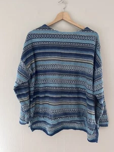 J Jill Womens Striped Knit Sweater Size L/XL Blue Boat Neck Plus Office Workwear - Picture 1 of 11
