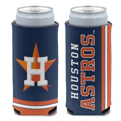 Houston Astros 12oz Slim Can Cooler [NEW] MLB Beer Seltzer Coozie Claw Holder Cover