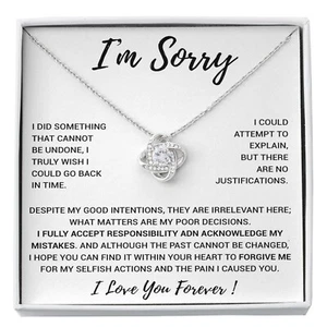 I'm Sorry Gift Apology Gift Necklace For Her, Wife, Girlfriend, Friend, Forgive - Picture 1 of 13