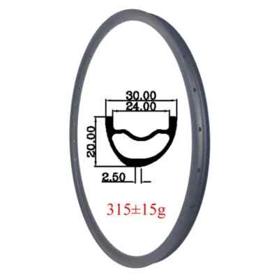 29er XC MTB велосипеда ассиметричный бескамерный углерода обод 20 * 30 мм 3K 12K матовый глянцевый - Изображение 1 из 4